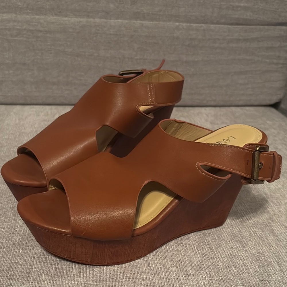 LANE BRYANT Brown Wedge Sandals 8W